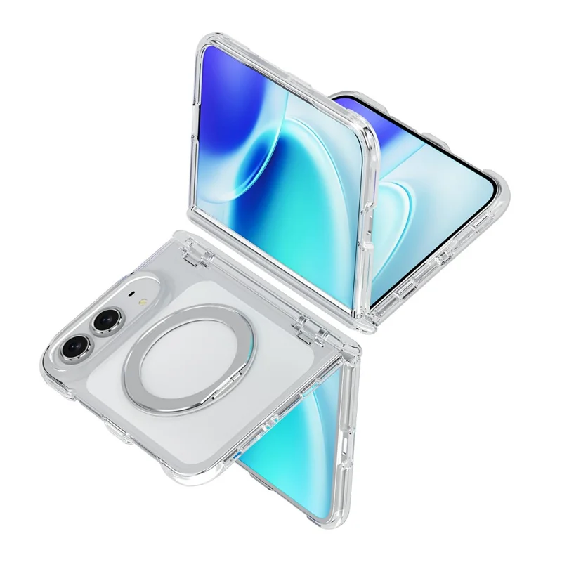 Etui na 	iPhone Fold Etui magnetyczne z podstawką PC + przezroczysta obudowa TPU - Przezroczyste