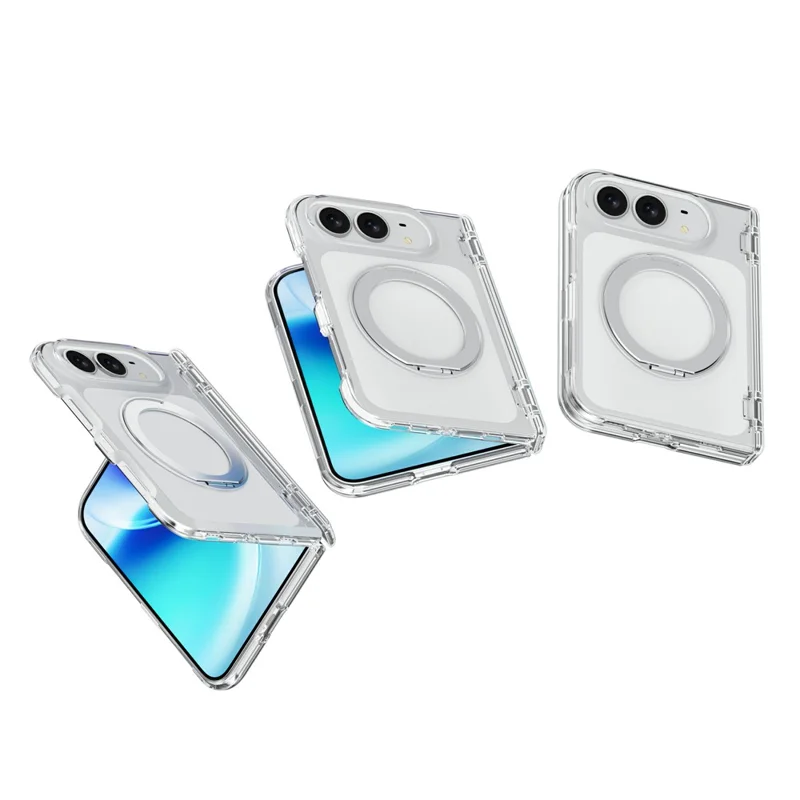 Etui na 	iPhone Fold Etui magnetyczne z podstawką PC + przezroczysta obudowa TPU - Przezroczyste