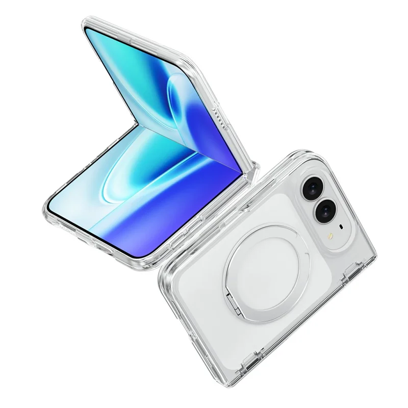 Etui na 	iPhone Fold Etui magnetyczne z podstawką PC + przezroczysta obudowa TPU - Przezroczyste