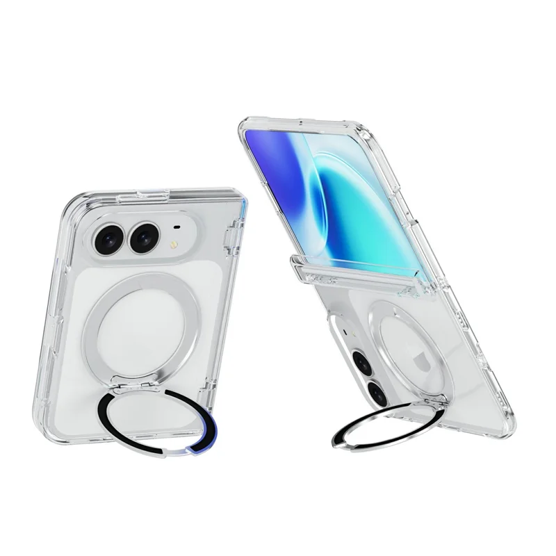 Etui na 	iPhone Fold Etui magnetyczne z podstawką PC + przezroczysta obudowa TPU - Przezroczyste