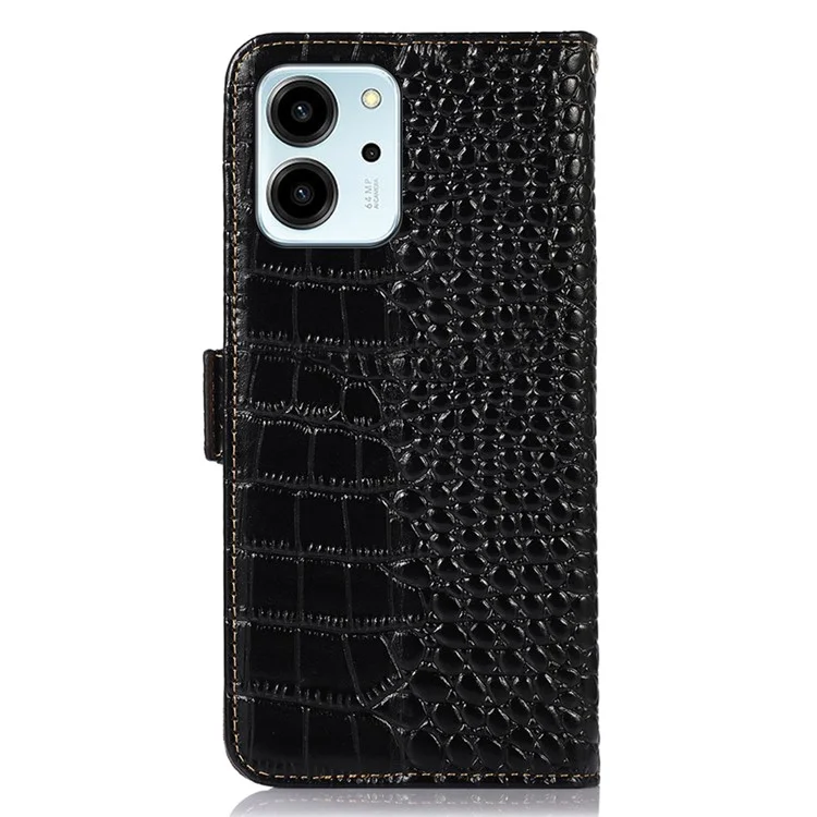 Pour L'honneur 80 SE 5G RFID Blocking Full Protection Téléphone Boîte de Téléphone Texture Crocodile Veilleur Vache en Cuir Vache Couverture de Pepelle de Téléphone - le Noir