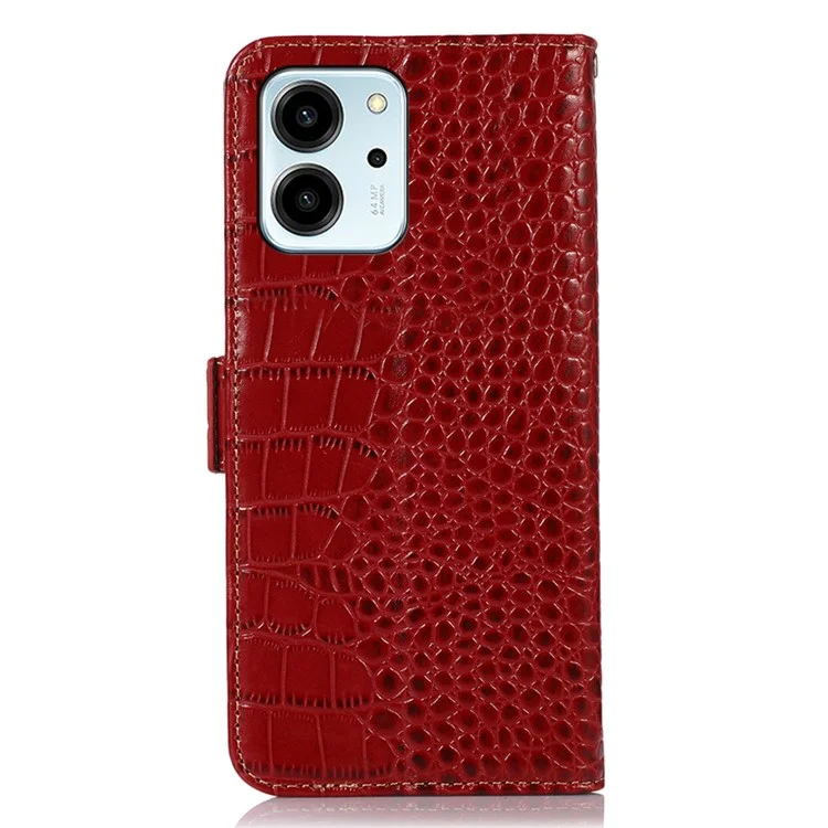 Pour L'honneur 80 SE 5G RFID Blocking Full Protection Téléphone Boîte de Téléphone Texture Crocodile Veilleur Vache en Cuir Vache Couverture de Pepelle de Téléphone - Rouge