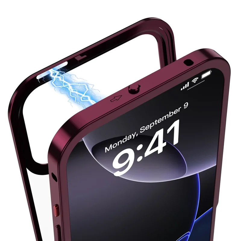 For iPhone 18 Pro Max Magnetic Case Aluminium Alloy PC Matte Phone Cover Pop-Up Snap Lock - Cherry Red