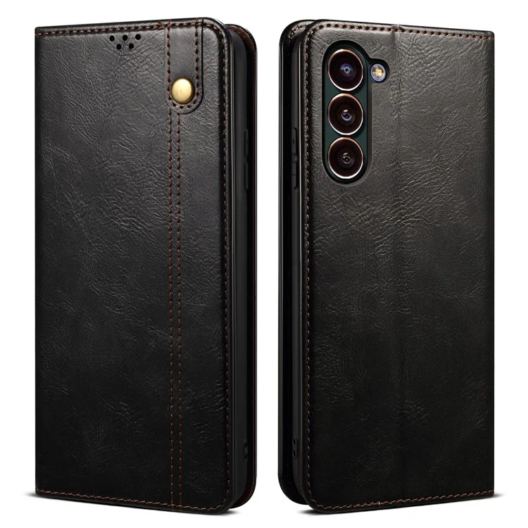 Para Samsung Galaxy S23 Waxy Crazy Horse Texture PU Leather Phone Case Drop-proof Flip Stand Wallet Cover - Black