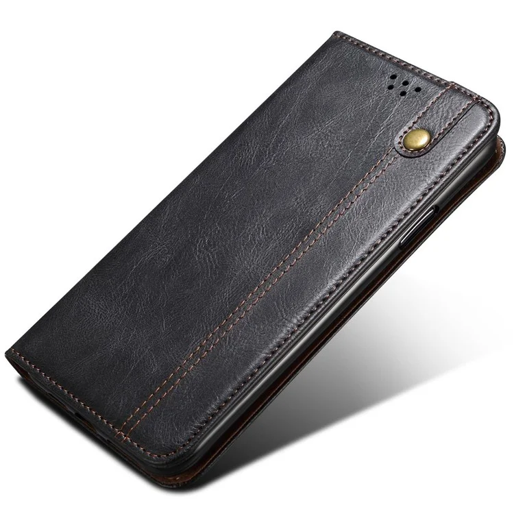 Para Samsung Galaxy S23 Waxy Crazy Horse Texture PU Leather Phone Case Drop-proof Flip Stand Wallet Cover - Black