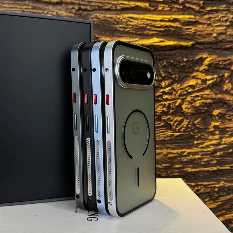 For Google Pixel 11 Pro XL Magnetic Case Aluminium Alloy PC Matte Phone Cover Pop-Up Snap Lock - Black