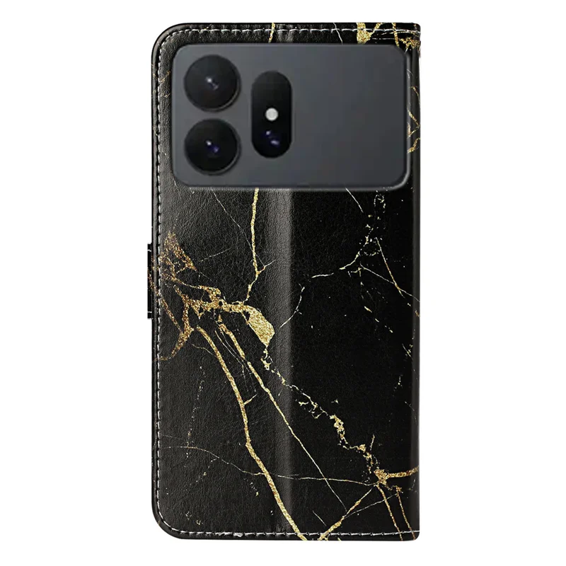 For Samsung Galaxy S27 Ultra Stand Case Marble Painted Folio Flip Leather Wallet Phone Cover - Black Gold Marble - 2