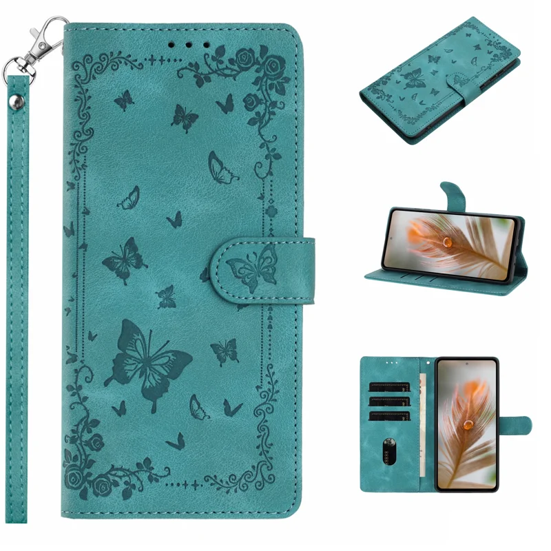 For Samsung Galaxy S27 Pro Case Garden Imprinted PU Leather Wallet Phone Cover with Wrist Strap - Green - 3
