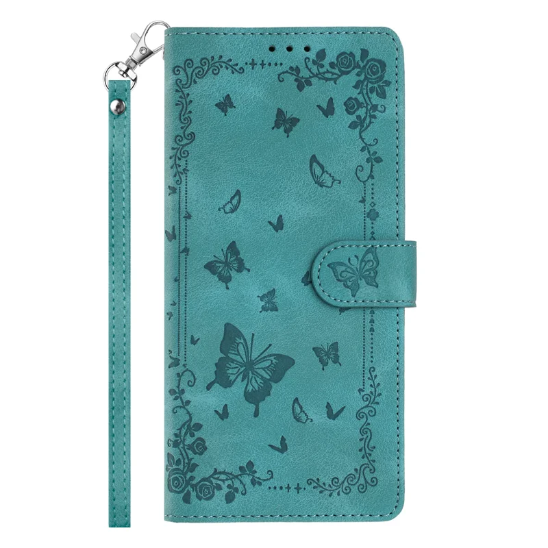 For Samsung Galaxy S27 Pro Case Garden Imprinted PU Leather Wallet Phone Cover with Wrist Strap - Green - 4