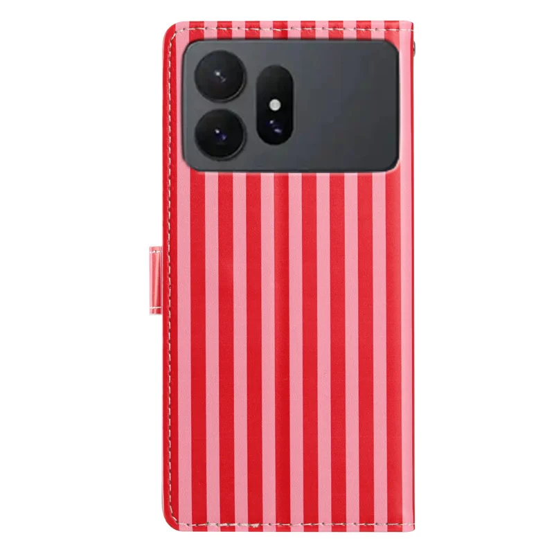 For Samsung Galaxy S27 Pro Wallet Case Vintage Stripes Leather Stand Flip Phone Cover with Wrist Strap - Red - 2