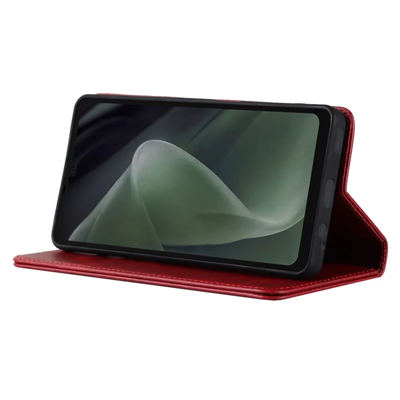 Flip Folio Phone Cover For Sharp Aquos Sense 7 Plus Calf Texture PU Leather Stand Magnetic Absorption Anti-scratch Wallet Phone Case - Red