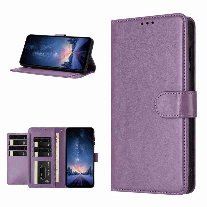 For Samsung Galaxy S27 Pro Wallet Phone Case Stand PU Leather Folio Flip Cover with 8 Card Slot - Purple - 12