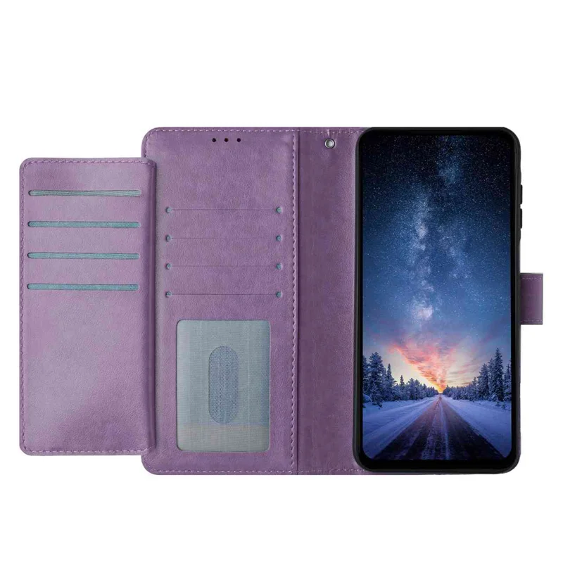 For Samsung Galaxy S27 Pro Wallet Phone Case Stand PU Leather Folio Flip Cover with 8 Card Slot - Purple - 7