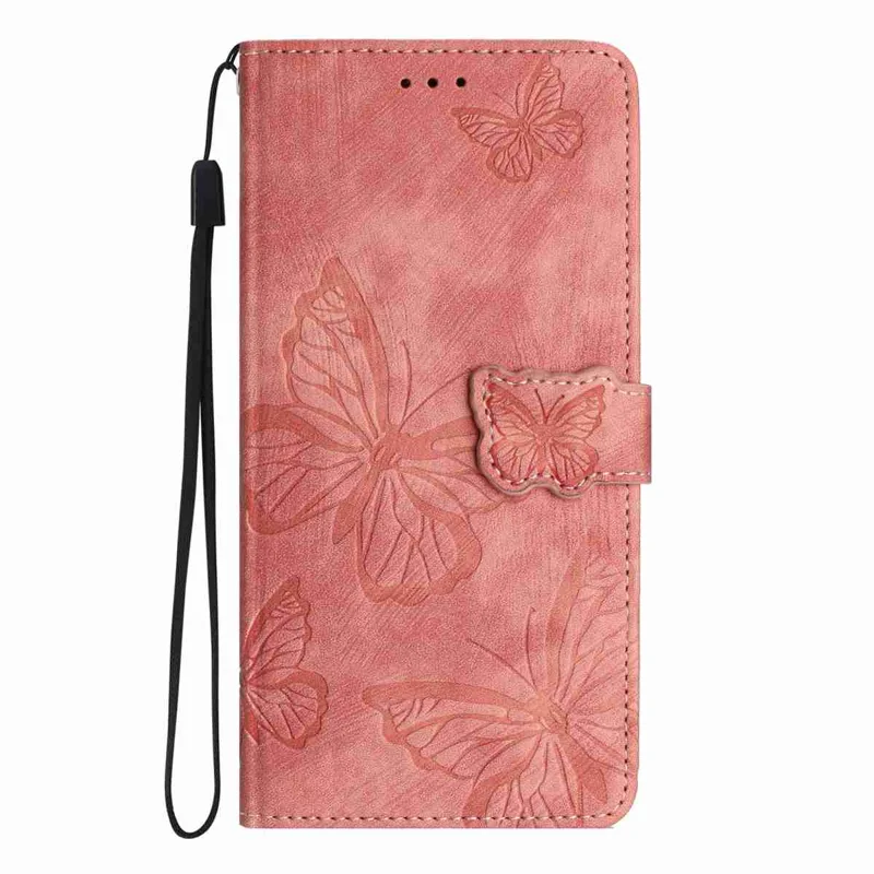 For Samsung Galaxy S27 Pro Case Butterfly Design Flip Wallet Leather Phone Cover Skin-Touch - Pink - 3