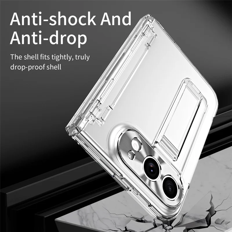 For iPhone Fold Case Hinge Protection Hard PC Phone Cover with Screen Film - Transparent
