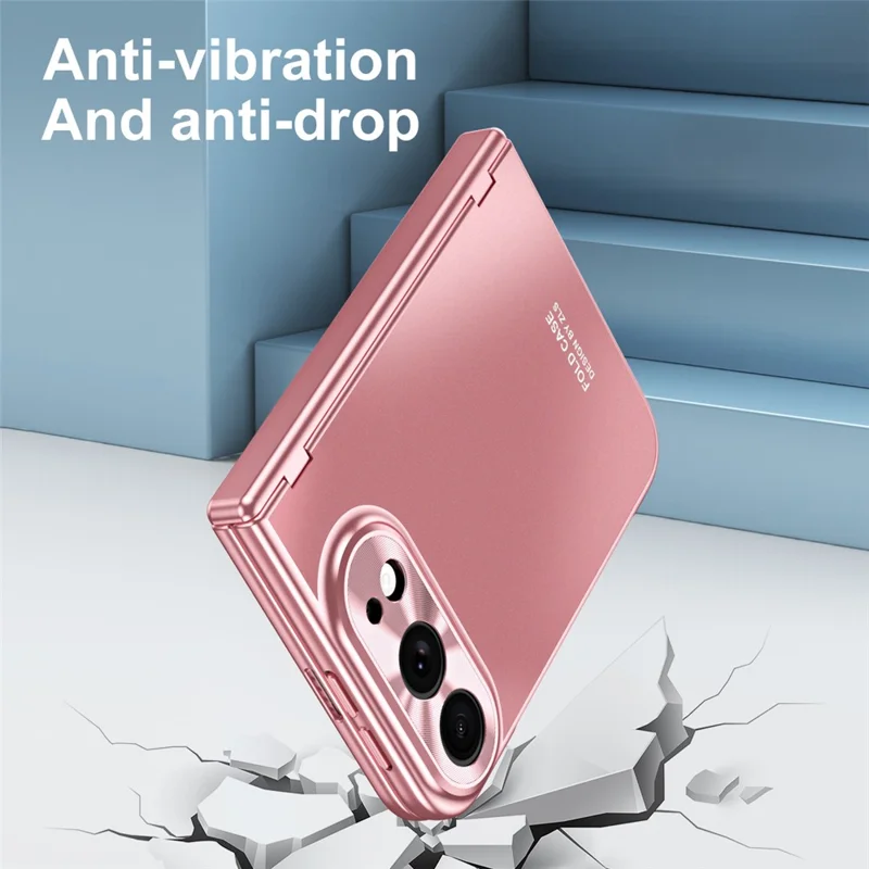 For iPhone Duo Case Electroplated PC Magnetic Phone Cover with Tempered Glass Film - Rose Gold