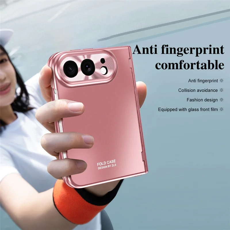 For iPhone Duo Case Electroplated PC Magnetic Phone Cover with Tempered Glass Film - Rose Gold