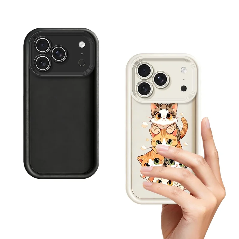 Til iPhone 18 Pro Max / 17 Pro Max TPU Case Katte Stack Design Mønster Gummibehandlet Anti-slip Telefon Bagdæksel - Hvid