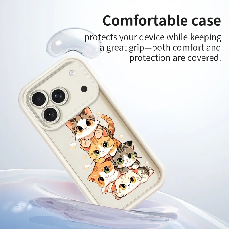 Til iPhone 18 Pro Max / 17 Pro Max TPU Case Katte Stack Design Mønster Gummibehandlet Anti-slip Telefon Bagdæksel - Hvid