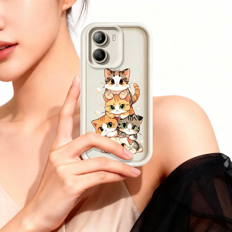 For Xiaomi Poco X7 Pro 5G TPU Case Katte Stak Design Mønster Gummibelagt Anti-slip Telefon Bagdæksel - Hvid