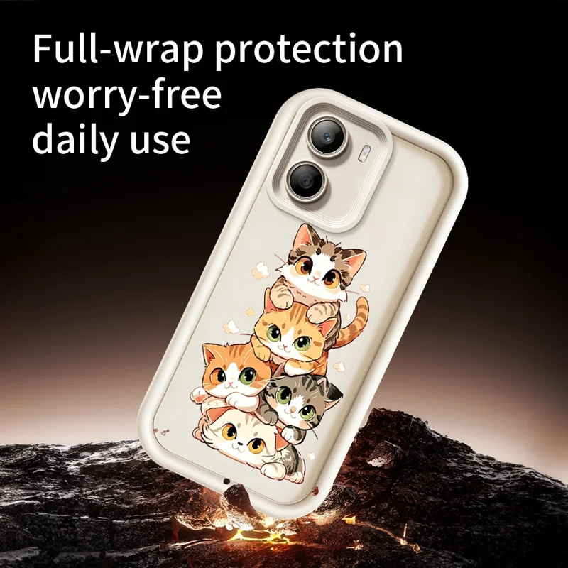 For Xiaomi Poco X7 Pro 5G TPU Case Katte Stak Design Mønster Gummibelagt Anti-slip Telefon Bagdæksel - Hvid