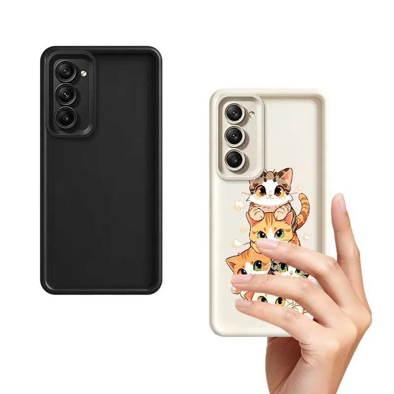 Cover in TPU per Xiaomi Redmi 15 5G (Global) (169 mm) con Design Cat Stack, Motivo a Illustrazione di Gatto, Superficie Gommata Antiscivolo - Bianco