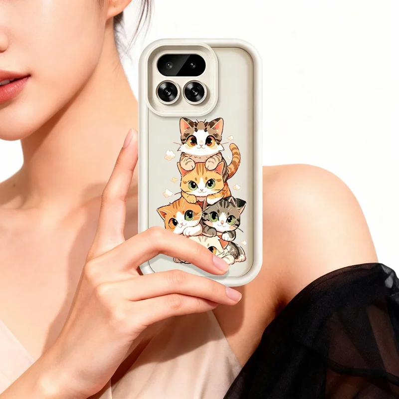 Чехол из ТПУ для Realme 16 Pro 5G, с рисунком в виде стеки кошек, резиновое покрытие, нескользящий, белый