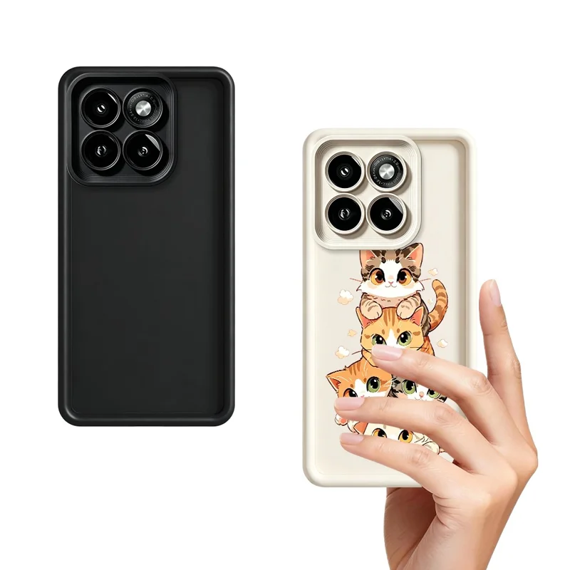 For Motorola Moto G86 5G TPU Case Cat Stack Design Pattern Rubberized Anti-Slip Phone Back Cover - White