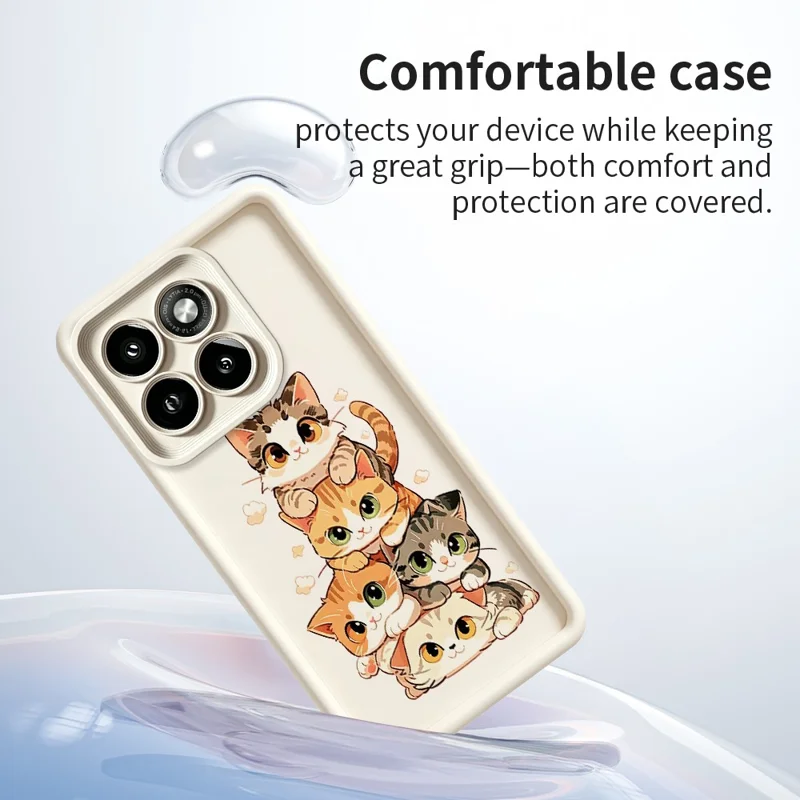 For Motorola Moto G86 5G TPU Case Cat Stack Design Pattern Rubberized Anti-Slip Phone Back Cover - White
