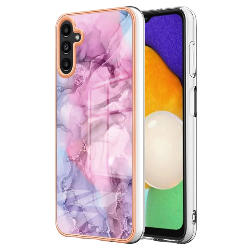 لـ Samsung Galaxy A34 5G YB سلسلة IMD-16 طراز E غطاء واقي بإطار مطلي 2.0 مم من مادة TPU بنمط رخامي باستخدام تقنية IMD لحماية الهاتف - وردي