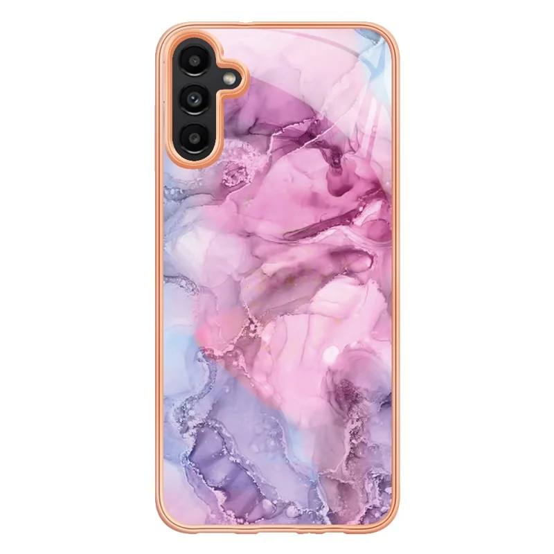 لـ Samsung Galaxy A34 5G YB سلسلة IMD-16 طراز E غطاء واقي بإطار مطلي 2.0 مم من مادة TPU بنمط رخامي باستخدام تقنية IMD لحماية الهاتف - وردي