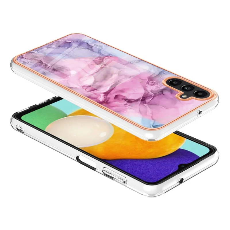 لـ Samsung Galaxy A34 5G YB سلسلة IMD-16 طراز E غطاء واقي بإطار مطلي 2.0 مم من مادة TPU بنمط رخامي باستخدام تقنية IMD لحماية الهاتف - وردي