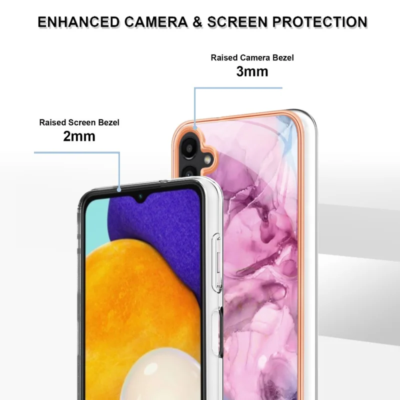 لـ Samsung Galaxy A34 5G YB سلسلة IMD-16 طراز E غطاء واقي بإطار مطلي 2.0 مم من مادة TPU بنمط رخامي باستخدام تقنية IMD لحماية الهاتف - وردي