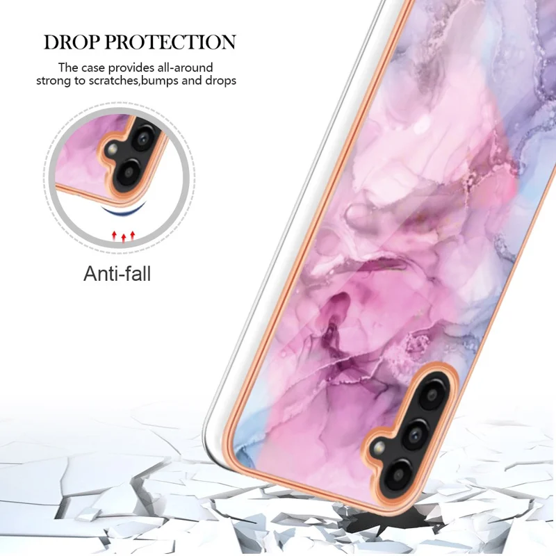 لـ Samsung Galaxy A34 5G YB سلسلة IMD-16 طراز E غطاء واقي بإطار مطلي 2.0 مم من مادة TPU بنمط رخامي باستخدام تقنية IMD لحماية الهاتف - وردي