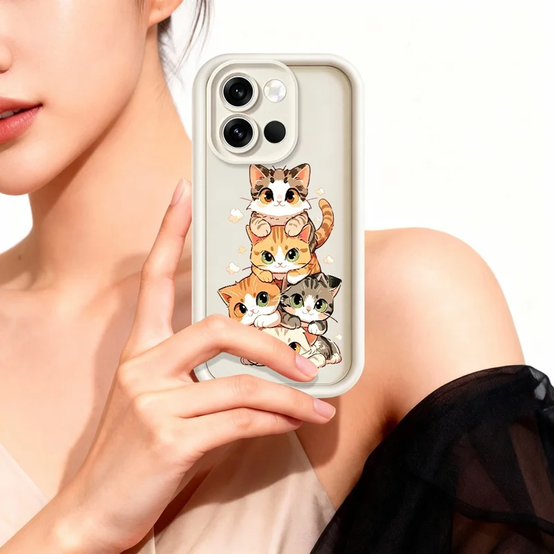 TPU-hoesje voor OnePlus Nord 6 5G met Cat Stack-design Patroon, rubberachtige anti-slip telefoonhoes - Wit