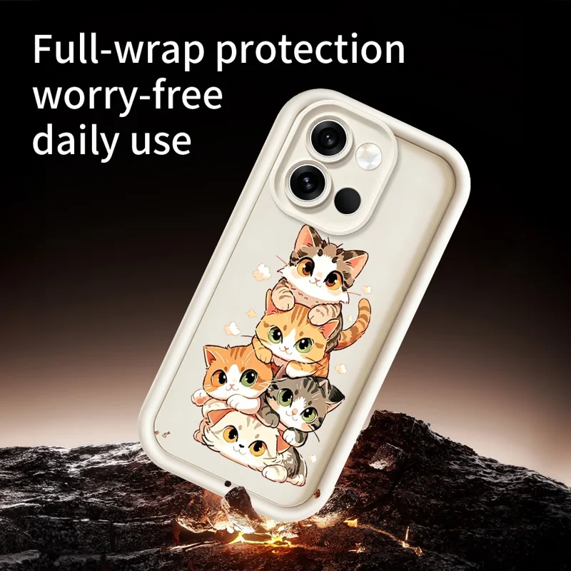 TPU-hoesje voor OnePlus Nord 6 5G met Cat Stack-design Patroon, rubberachtige anti-slip telefoonhoes - Wit