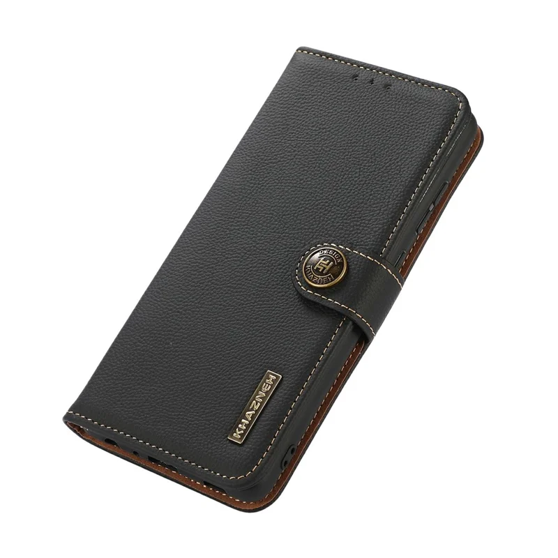 KHAZNEH Custodia per Google Pixel 11a in Vera Pelle di Mucca con Blocco RFID, Cover Portafoglio - Nero