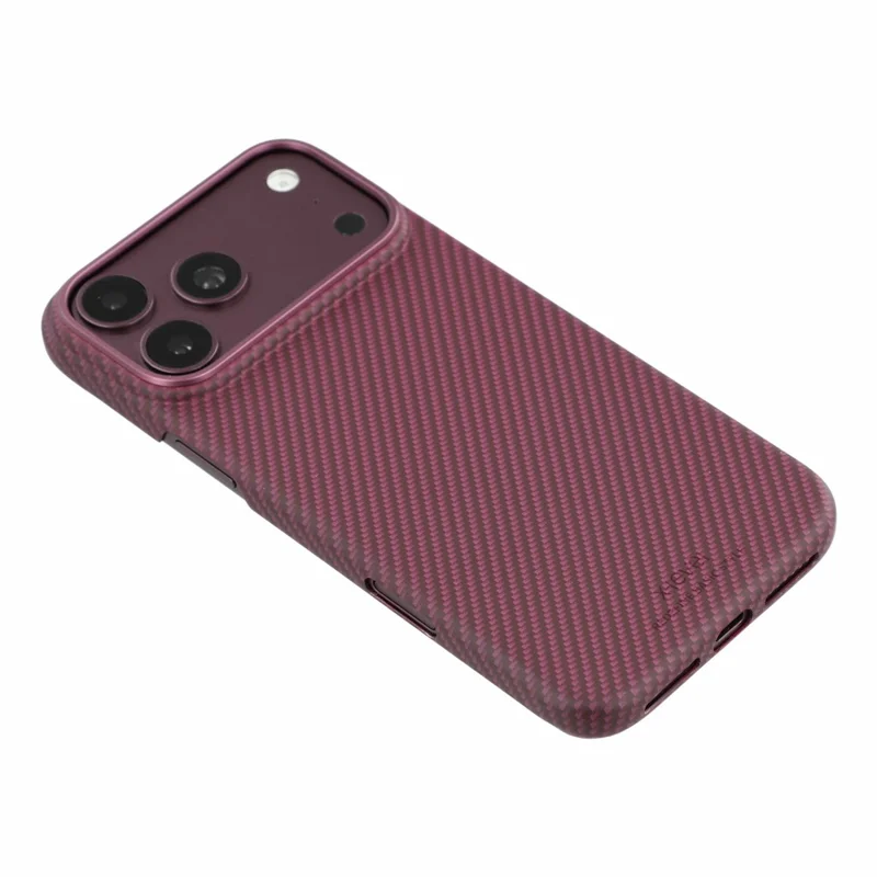 X-LEVEL for iPhone 18 Pro Max / 17 Pro Max Case Carbon Fiber Texture Hard PC Phone Cover Anti Shock - Cherry Red