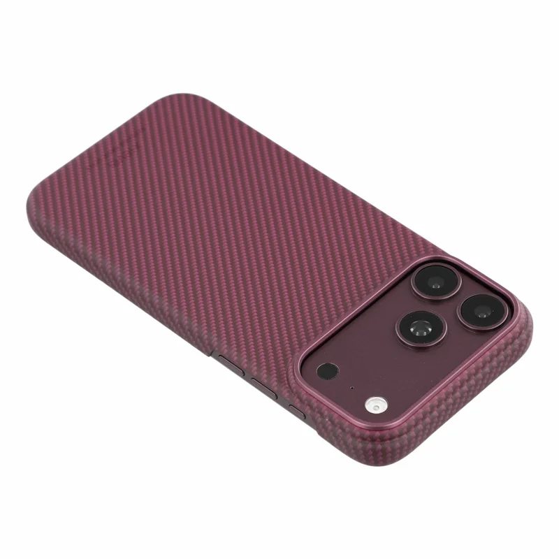 X-LEVEL for iPhone 18 Pro Max / 17 Pro Max Case Carbon Fiber Texture Hard PC Phone Cover Anti Shock - Cherry Red