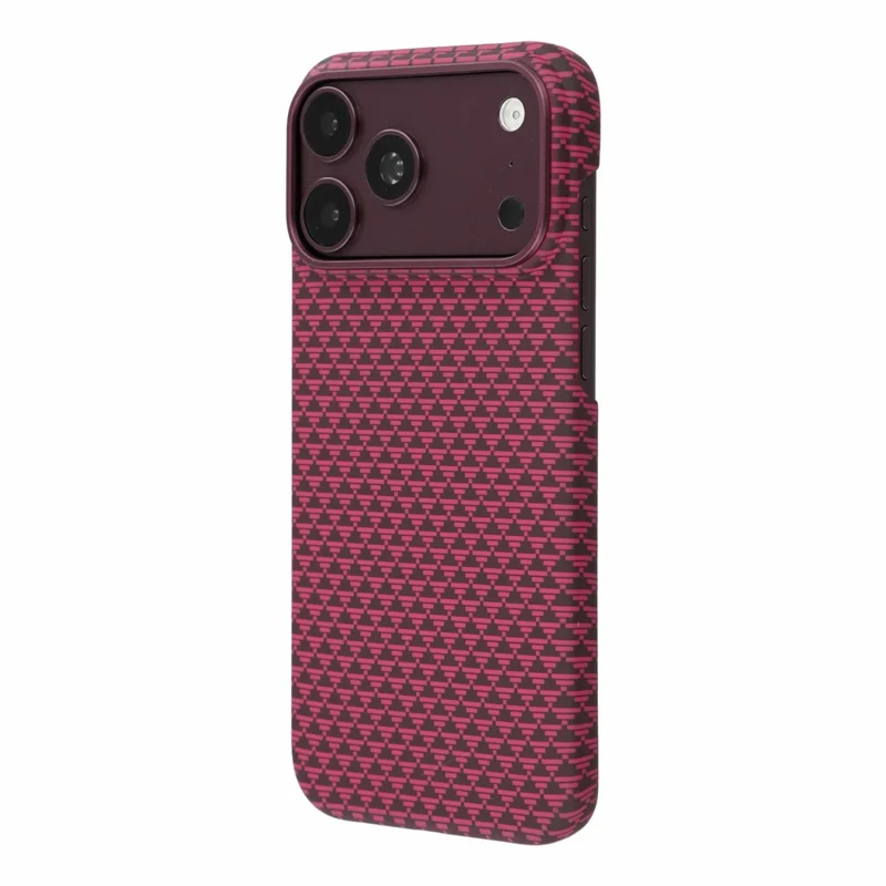 X-LEVEL for iPhone 18 Pro / 17 Pro Case Compatible with MagSafe Triangle Texture Carbon Fiber Phone Cover - Cherry Red