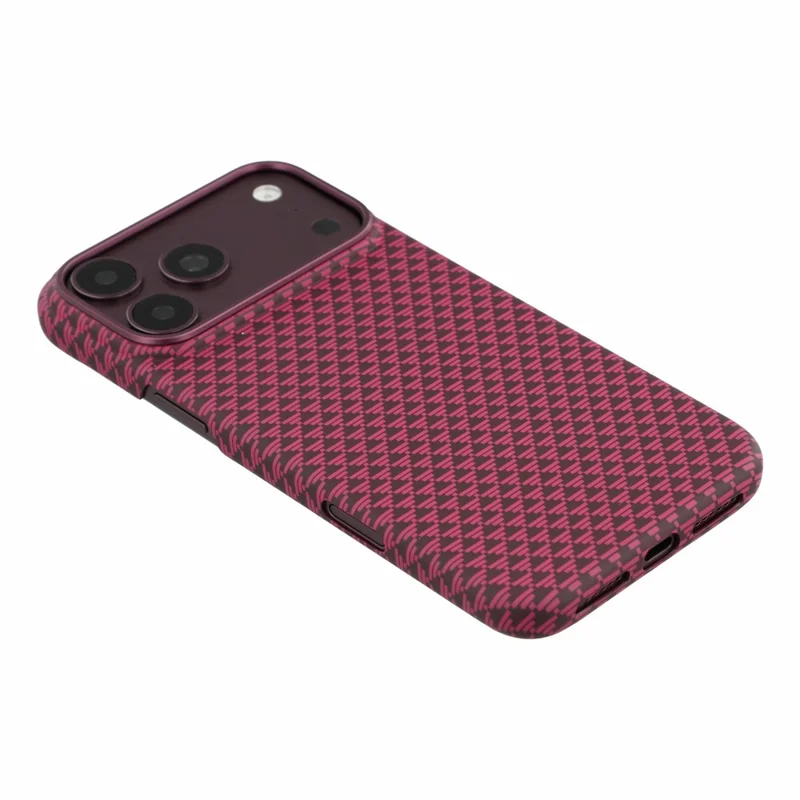 X-LEVEL for iPhone 18 Pro / 17 Pro Case Compatible with MagSafe Triangle Texture Carbon Fiber Phone Cover - Cherry Red