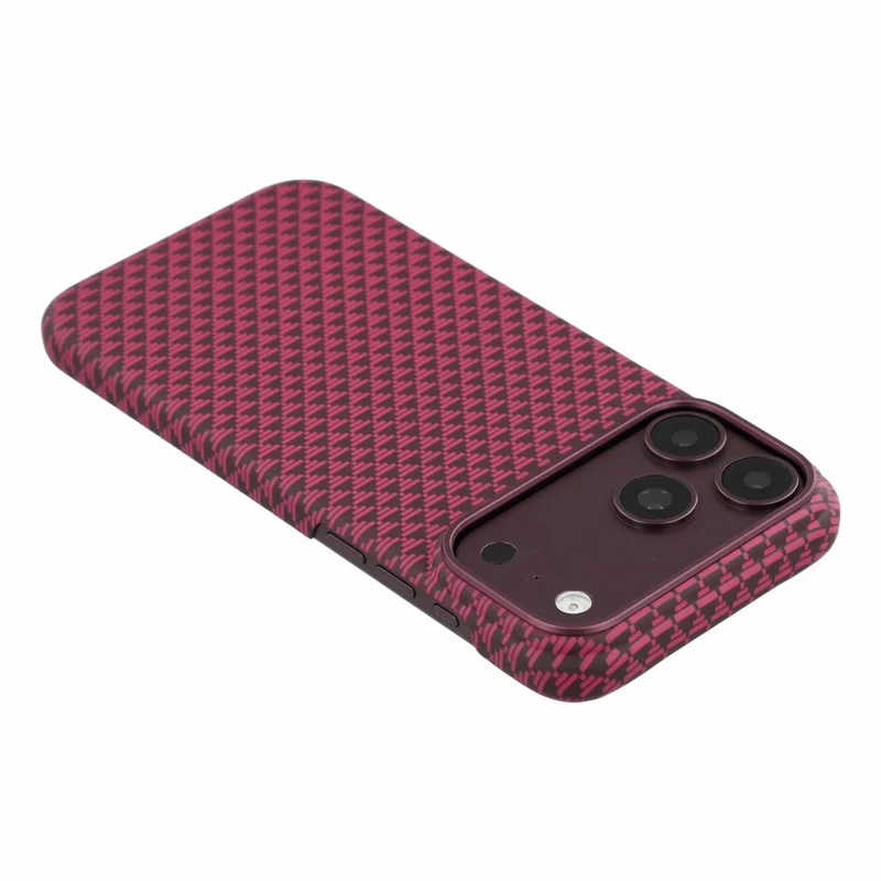 X-LEVEL for iPhone 18 Pro / 17 Pro Case Compatible with MagSafe Triangle Texture Carbon Fiber Phone Cover - Cherry Red