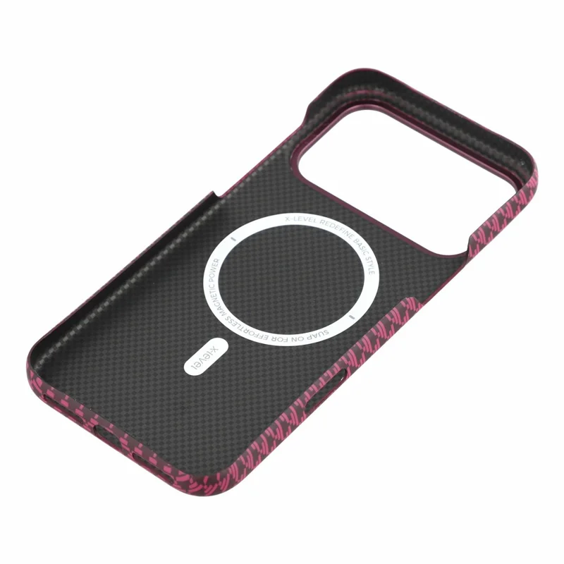 X-LEVEL for iPhone 18 Pro / 17 Pro Case Compatible with MagSafe Triangle Texture Carbon Fiber Phone Cover - Cherry Red