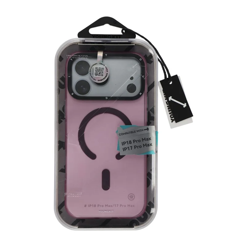 YOUNGKIT for iPhone 18 Pro Max / 17 Pro Max Magnetic Case PET TPU Matte Phone Cover - Cherry Red