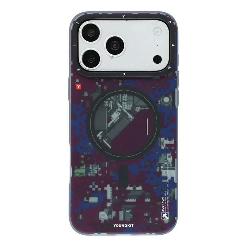 YOUNGKIT per iPhone 18 Pro Max / 17 Pro Max Custodia Magnetica Pixel Camouflage 2.0 Antiurto TPU PC Cover Posteriore - Midnight