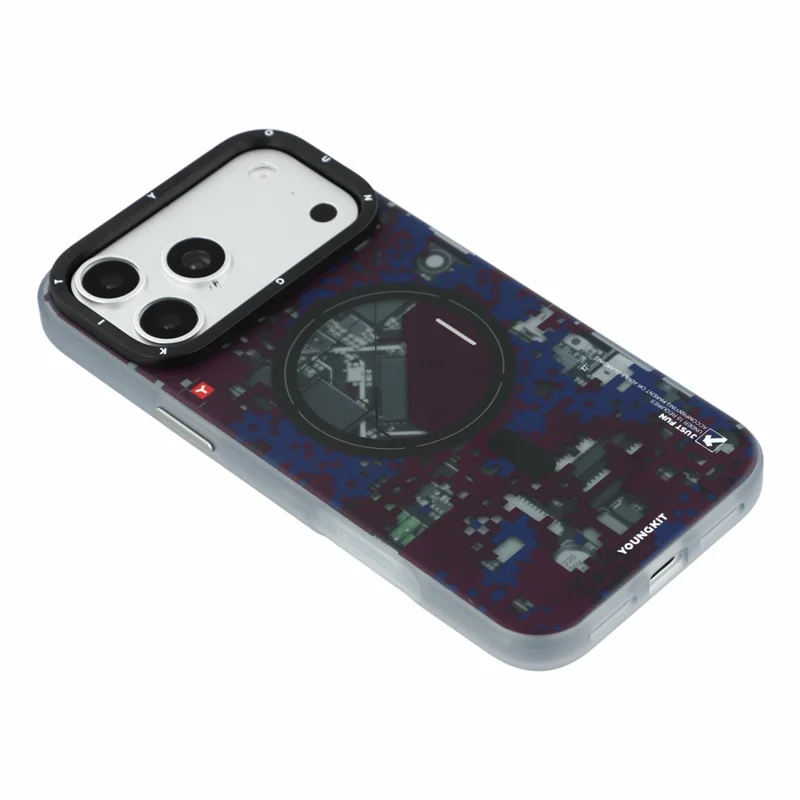 YOUNGKIT per iPhone 18 Pro Max / 17 Pro Max Custodia Magnetica Pixel Camouflage 2.0 Antiurto TPU PC Cover Posteriore - Midnight
