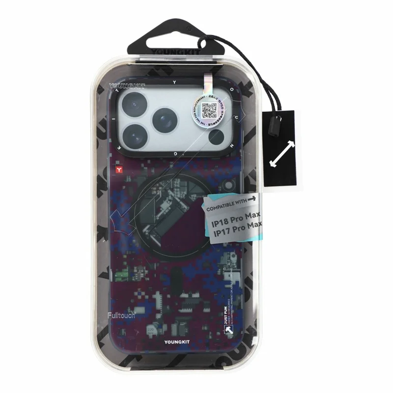 YOUNGKIT per iPhone 18 Pro Max / 17 Pro Max Custodia Magnetica Pixel Camouflage 2.0 Antiurto TPU PC Cover Posteriore - Midnight