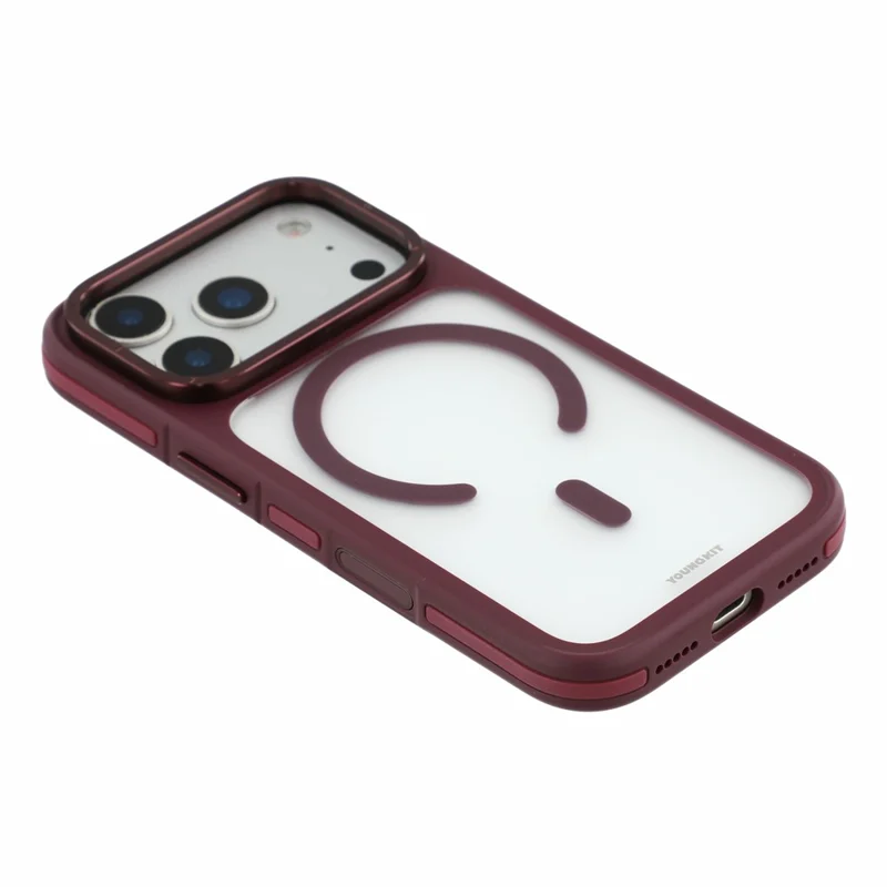 YOUNGKIT for iPhone 18 Pro / 17 Pro Magnetic Case Skin-Touch Matte PC + TPU Phone Cover - Cherry Red