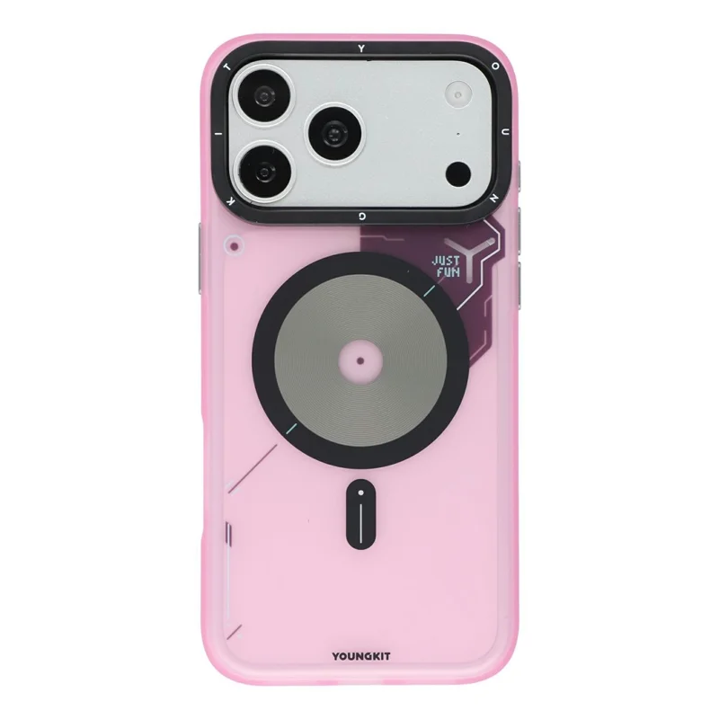 YOUNGKIT til iPhone 18 Pro Max / 17 Pro Max Magnetisk Case med Unik Skivedesign TPU + PC Telefon Bagdæksel - Pink