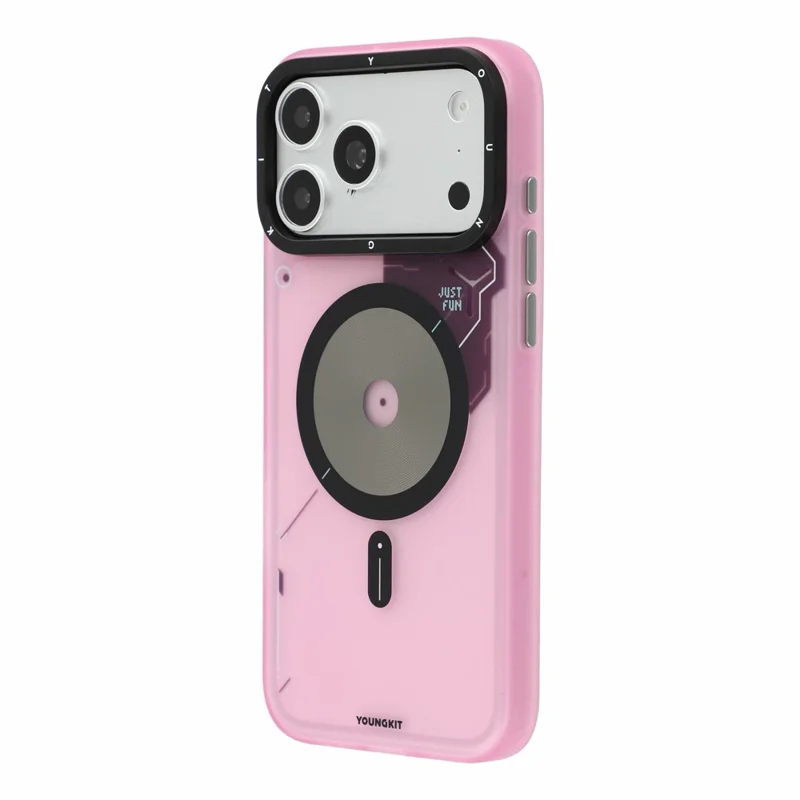 YOUNGKIT til iPhone 18 Pro Max / 17 Pro Max Magnetisk Case med Unik Skivedesign TPU + PC Telefon Bagdæksel - Pink